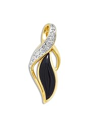 Black Coral Pendant with Diamonds in 14K Yellow Gold