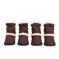 East Side Collection Faux Suede Classic Sherpa Dog Boot with Rubber Sole, Large, Chocolate