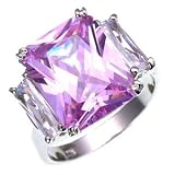 Sterling Silver 8 Carat Lavender CZ Ring, Size 6. Perfect anniversary ring or birthday gift.