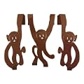 Set of 3 Monkey Metal Over Door Hangers / Pegs, Brown