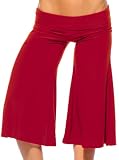 Hot Red 3/4 Gaucho Palazzo Boho Wide Leg Flare Hot Pants