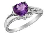 Amethyst Heart Promise Ring with Diamonds 2/3 Carat (ctw) in 10K White Gold