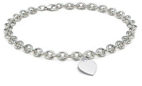 Bling Jewelry Heart Tag Sterling Silver Charm Necklace