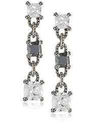 Judith Jack "Aurora" Sterling Silver, Marcasite, Hematite and Cubic-Zirconia Linear Drop Earrings