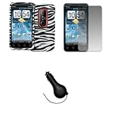 EMPIRE Black and White Zebra Stripes Rubberized Design Hard Case Cover + Sc ....