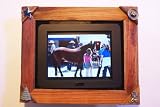 Voclan 8LCD by SHARP.Includes Western Redwood frame with cowboy accents. The ONLY ONE that fits most 8x10 picture frames for future decor changes.Superior 800x600 resolution.Play MP3  Video in stereo