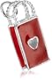 Sterling Silver Epoxy Red Heart Shopping Bag Charm