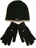 Nike Adults Black Warm Hat & Gloves Set
