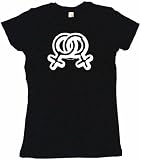 Gay Women Marriage Sex Symbols Women's Tee Shirt Large-Black Babydoll (petite fit)