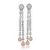 18k Two Tone Gold White and Rose Pink Circle Drop Diamond Earrings (G-H, SI, 1.57 carat)