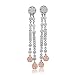 18k Two Tone Gold White and Rose Pink Circle Drop Diamond Earrings (G-H, SI, 1.57 carat)