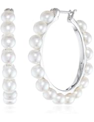 Honora White Freshwater Cultured Pearl Hoop Earrings