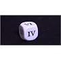 16mm d6 Opaque Dice, Roman Numerals I thru VI, White/Black