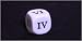 16mm d6 Opaque Dice, Roman Numerals I thru VI, White/Black