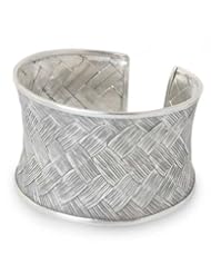 Silver cuff bracelet, Weaving Dreams - Hand Crafted Fine Silver Cuff Bracelet