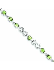Genuine .925 Sterling Silver Oval Heart Peridot Bracelet 12 Grams . 100% Satisfaction Guaranteed.