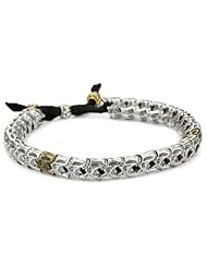 M.Cohen Handmade Designs Silver Snake Vertebrae Beads On Leather Band Bracelet