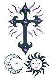 41UxyLfJiNL. SL160  Flaming Cross, Sun, and Moon Temporary Tattoos