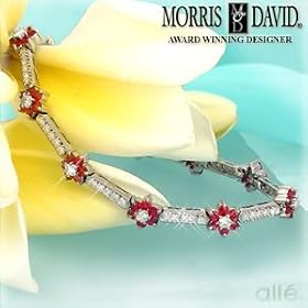 14K Ruby and Diamond Floral Bracelet by Morris and David by alle Fine Jewelry