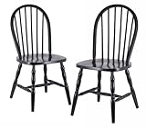 Winsome Wood Assembled 29-Inch Windsor Chairs, Set of 2, Black Finish
