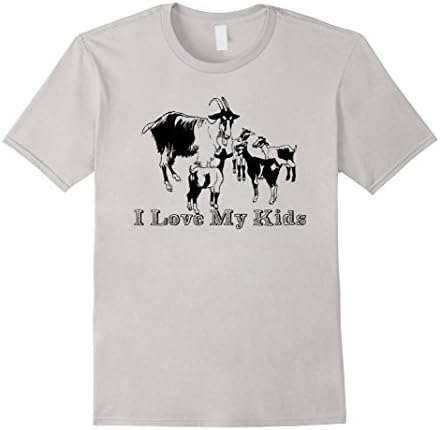 Men's Goat Shirt - I Love My Kids T-Shirt Goats Small Silver