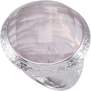 Genuine Round Rose Quartz Sparkling Sterling Silver Size 7