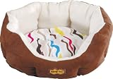 Urban Ambassador Round cuddle up bed, brown exterior, print pattern inside. Size 18 x 16