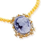 14K Cameo, Yellow Sapphire & Diamond Pendant w/ Cultured South Sea Peal Strand 18