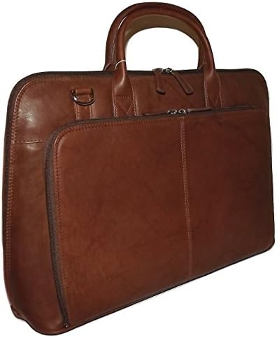 Italia Leather Women's Laptop Brief Bag with Removable Shoulder Strap Toffee