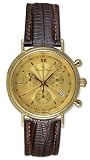 Lucien Piccard 14kt Gold Chronograph Mens Swiss Watch Leather Strap Date LP04730