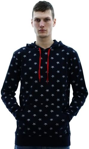 Blue Gear Men's Hoodie Henley Pull Over Star Print Blue Size M