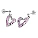 Sterling Silver Earrings with Pink CZ - Size: 14mm