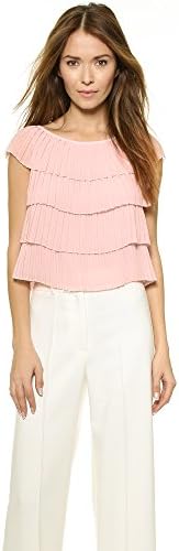 Milly Women's Chiffon Pleated Layer Blouse, Blush, 2