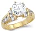 Solid 14k Yellow Gold Round Solitaire CZ Cubic Zirconia Engagement Ring New 2.0 ct