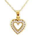 10k Yellow Gold Diamond Heart Shaped Pendant (1/5 cttw, K-L Color, I-3 Clarity), 18"