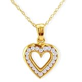 10k Yellow Gold Diamond Heart Shaped Pendant (1/5 cttw, K-L Color, I-3 Clarity), 18