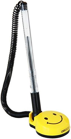 ZGifts Smile Face Counter Pen with Adhesive-Backed Base Promotional Ballpoint Pens (Set of 5, Black Ink)