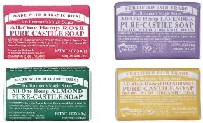 Dr. Bronner's Magic Castile Soaps Bars (For Her) - Rose, Lavander, Almond, Citrus