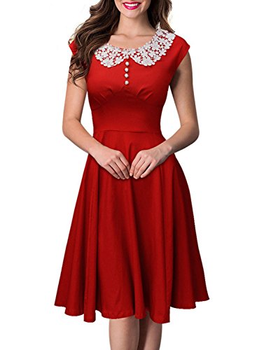 SYLVIEY Womens Classy Vintage Hepburn Style 1940s Rockabilly Evening Party Dress