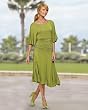 Shirred-waist knit dress