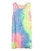 Women's Summer Sleeveless Tie-dye Round Neck Rainbow Long Top Mini Dress