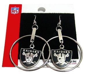 Oakland Raiders Earrings Hoop Nfl Women'S Team Logo