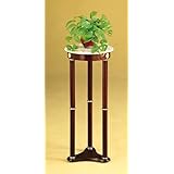 Plant Stand/side Table In White Marble Top Design And Cherry Finish Wood Base