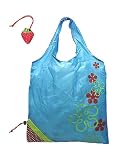 Reusable Shopping Tote Bag - Folded into a Strawberry - Blue