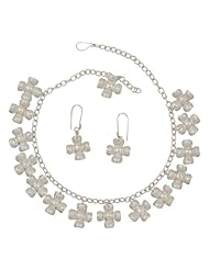 Sterling Silver Oxidized Necklace Earrings Jewelry Set