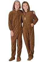 Footed Pajamas - Teddy Bear Kids Hoodie Chenille