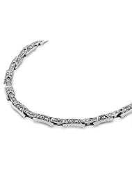 Sterling Silver Antique Design Rectangular Chain Marcasite Necklace