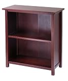Contemporary Antique Walnut Finish 2-Tier Shelf Bookcase