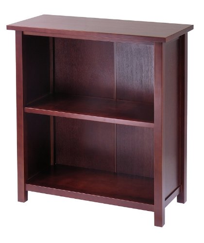 Contemporary Antique Walnut Finish 2-Tier Shelf Bookcase
