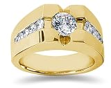 0.72 CTW Men's Diamond Ring in 14K Yellow Gold